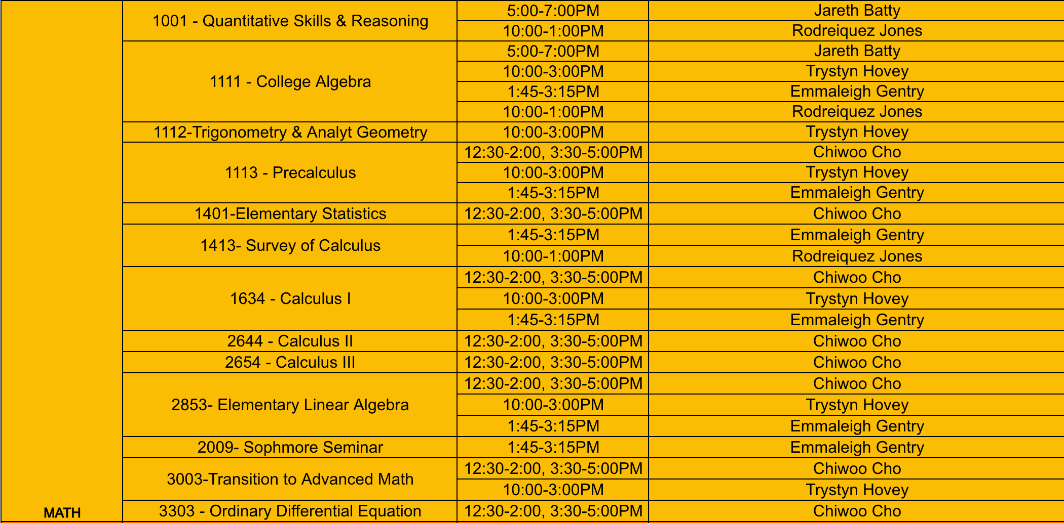 STEM Schedule For Thursday
